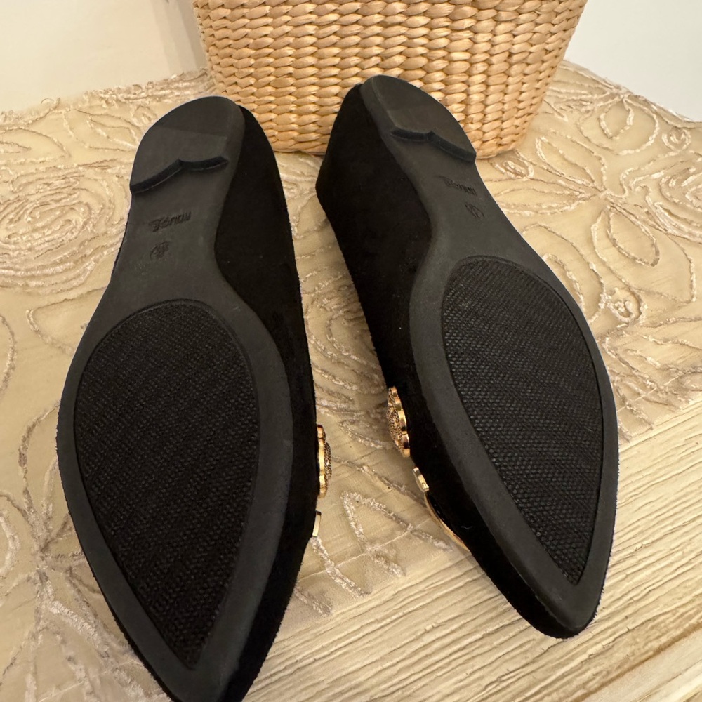 Rouge Black Flats with Pearl & Gold Embellishments - Picture 8 of 16